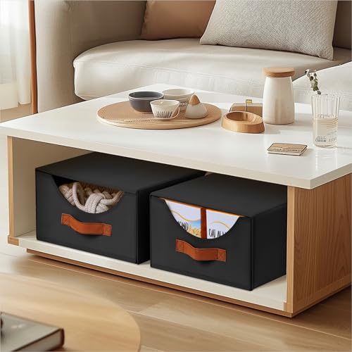 Homsorout Stackable Storage Drawers - Collapsible Storage Bins with Drawers, 6 Pack Closet Shelf Organizer Basket, Fabric Pull Out Organizer for Bedroom, Living Room, Dorm, Black - color: Black, size: 13 Inch. - 8 Pack