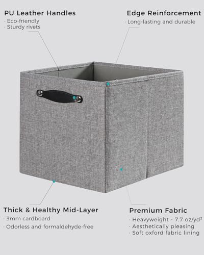 Foldable Fabric Storage Bins Cubes, 13x15x13 Inch Kallax Cubby Bins with Dual Handles, Dim Gray, 4 Pack - color: Dim Gray, size: KALLAX - 4 Pack