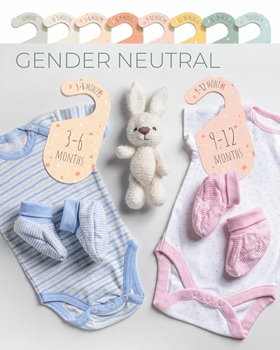 Colorful Baby Size Closet Dividers - Wooden Baby Clothes Organizer for Nursery Decor, Storage & Organization - 8 Pcs of Baby Closet Dividers Ideal as Neutral Nursery Storage Organizers - color: Terrazzo
