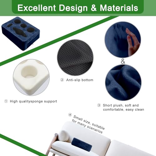 Couch Bed Cup Holder Pillow, Nisdoing 5 Hole Couch Drink Holder! Keep Drinks Hand Side and KeepTemp, Prevent Spills and Use Anywhere. Cup Holder for Couch, Bed,Camping,RV,Car,Beach. Navy Blue - color: Navy blue