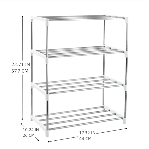 4-Tier Stackable Small Shoe Rack, Lightweight Shoe Shelf Storage Organizer for Entryway, Hallway and Closet(White) - color: White, size: 4-Tier