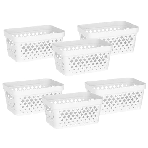 Glad Plastic Baskets for Organizing, Set of 6 | Pantry Storage for Under Counter, Linen Closet, and Bathroom | Nesting Shelf Bins with Handles, 1 Gallon, White - color: White, size: 1 Gallon