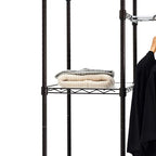 Amazon Basics Expandable Metal Hanging Closet Organizer and Storage Rack Wardrobe with Shelves, 57-80''L x 14''W x 72''H, Bronze - color: Bronze