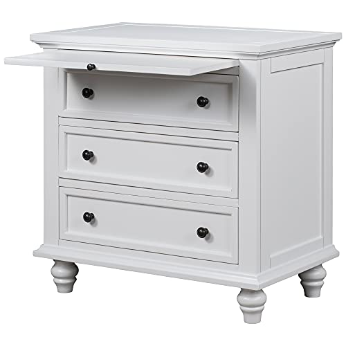 Modern Storage Wood Cabinet with 3-Drawer, Sofa Table Console Table End Table with Pull Out Tray, Accent Table Furniture for Entryway Living Room Bedroom, Fully Assembly Bedside Table - color: White