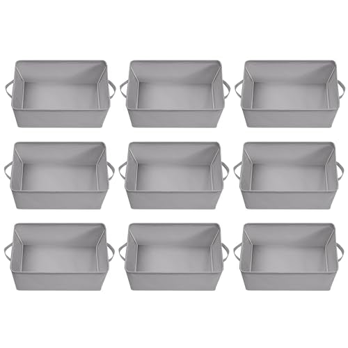 Storage Basket Bins with Metal Frame, Large Collapsible Fabric Storage Baskets for Organizing Shelf, Basket Organizer W/Handles for Blankets, Towels, Laundry, Shelves, 9-Pack, Grey - color: Gray, size: 9 PACK
