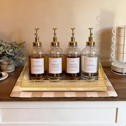 Large Bathroom Vanity Tray – 13" x 8" Oak Decorative Wooden Tray for Bathroom Countertop & Vanity Organizer, Wood Tray for Perfume Skincare Accessories Storage Vanity Dresser Decor Gold & Natural Oak - color: Natural, size: 13" x 8" x 2"