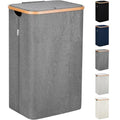LONBET Laundry Basket with Lid, Made from Breathable Fabric | Aesthetic Clothes Hampers for Laundry with Side Handles & Sturdy Bamboo Frame (26 Gallons - Single, Gray) - color: Gray, style: 26 Gallons - Single