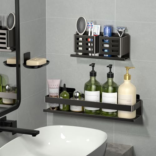 Shower Caddy,Shower Shelf 3 Pack - Bathroom Shower Shelf Rust-Proof Aluminum Adhesive Installation No Drilling Required, Suitable for Bathroom Storage and Home Decoration - size: 3-Piece Set (Large Size)