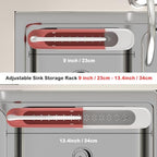 Telescopic Sink Storage Rack with 2 Sponge - Sink Caddy Sponge Holder for kitchen sink(Pink) - color: Pink