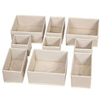 DIOMMELL 9 Pack Foldable Cloth Storage Box Closet Dresser Drawer Organizer Fabric Baskets Bins Containers Divider for Baby Clothes Underwear Bras Socks Lingerie Clothing,Beige 333