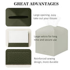 Tissue Box Cover Holder Square Tissue Cube Cover PU Leather Tissue Organizer with Bottom Belt for Bathroom, Tabletop, Car, Night Stands, Office, Home, Kitchen (2, OliveGreen) - color: Olivegreen