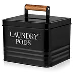 Calindiana Modern Farmhouse Metal Laundry Pods Holder with Lid - Space Saving Organization, Holds 81 Pods, Black - color: Black