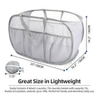 2 Pack Collapsible Laundry Baskets, Upgrade Pop Up Laundry Hamper with Convenient Bags, Foldable Laundry Basket Mesh Light Weight, Easy to Carry Clothes Hampers for Laundry, Dorm, Toys, Travel Grey - color: 2xGrey