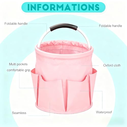Cleaning Caddy for Cleaning Supplies,17L Cleaning Supply Caddy with Handle Foldable Cleaning Supplies Organizer Bucket Cleaning Products Organizers for Home, Garden (Light Pink) - color: Light Pink