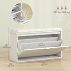 HOMCOM Narrow Shoe Bench with Padded Seat Cushion and Flip-Drawer, Small Entryway Bench Holds up to 265lb, Shoe Cabinet, 31.5x10.2x18.7 Inches, White - color: White, size: 31.5" x 10.2" x 18.7"