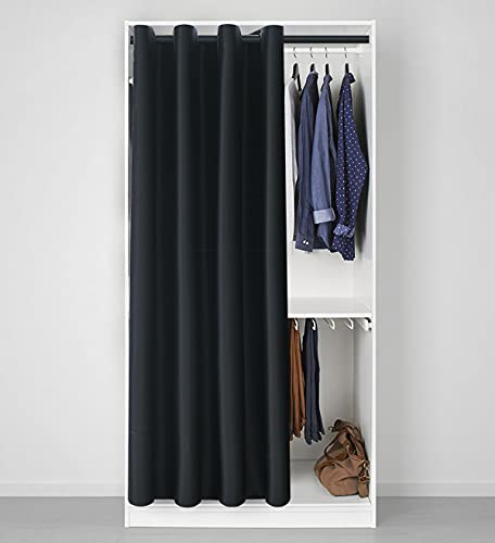 Dust-Proof Curtain for Wardrobe/Closet/Storage Room, Blackout Curtains Small Room Divider Privacy Curtain Panel for Living Room/Bedroom/Fitting Room, W 52 x L 84 inch, Black, 1 Panel - color: Black, size: 52"W x 84"L (Pack of 1)