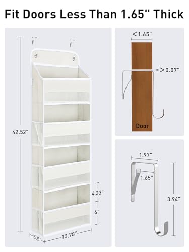 Yecaye Over the Door Organizer, 35.2lbs Load Toy Stuffed Animal Storage, Bathroom Organizers and Storage for Nursery Newborn Baby Essential Stuff Dorm Room Essentials, Cream White 4 Tier - color: Cream White, size: 4 Tier