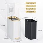 CEROELDA Small Bathroom Trash Can with Lid Soft Close-5L/1.3 Gal Stainless Steel Garbage Can-Step Pedal Wastebasket Slim Trash Bin for Office, Bedroom, Toilet, Live Room-White - color: White