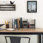MyGift Barnwood Gray Wood Desktop Bookshelf Organizer, Expandable Adjustable Display Shelf Book Rack - color: Barnwood Gray