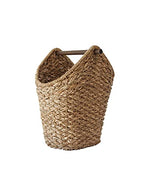 Creative Co-Op Bankuan Braided Oval Toilet Paper Basket with Wood Bar - color: Natural
