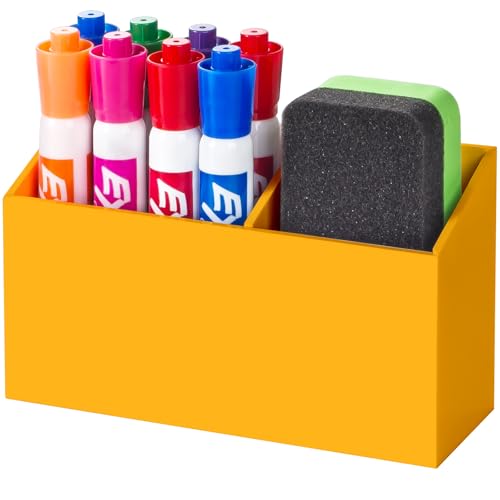 BEYGORM Magnetic Dry Erase Marker Holder for Whiteboard,Non-slip Acrylic Magnet Pen Holder for Fridge Refrigerator,Locker Organizer for Work,Locker Accessories,Pencil Cup for Desk(Orange) - color: Orange