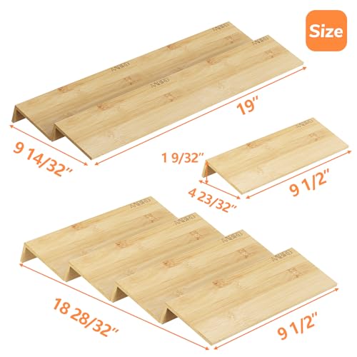 AMBIRD Bamboo Spice Drawer Organizer with Non-slip Mat,4 Tier Jar Spice Rack Tray 9.5'',Seasoning Organizer for Kitchen,Cabinet,Drawers,Countertop - size: 4 Pcs x 9.5'' W, style: Natural