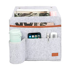Surblue Bedside Caddy Felt Bedside Storage Organizer with Water Bottle Holder for TV Remote Control Phone Glasses Magazine 7 Pockets(Light Grey) - color: Lightgrey