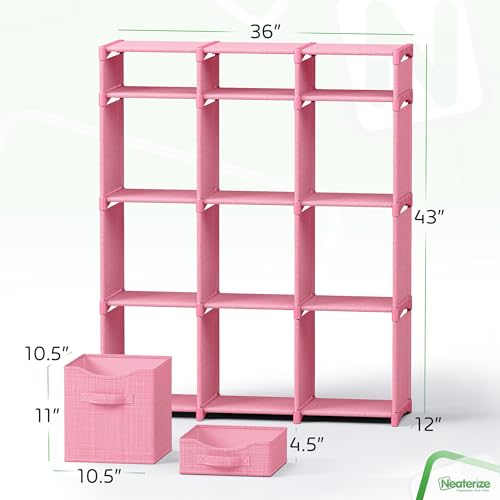 Cube Storage Organizer with Storage Bins Included - The Perfect Closet Organizers and Storage Solution. Includes 12 Storage Cubes, Great For Toy Storage, Closet Storage, Clothes Storage (Pink) - color: Pink, size: 12 Storage Cubes