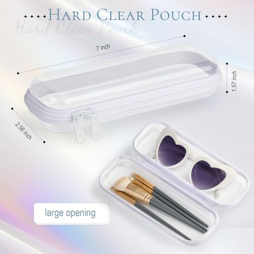 Sanwuta 6 Pcs Clear Hard Zipper Case Plastic Zipper Pouches Transparent Makeup Bag Pencil Case Pouches Toiletry Diaper Bag for Travel Toy Storage Organizer Bins(White,7.87 x 2.56 x 1.57 Inch) - color: White, size: 7.87 x 2.56 x 1.57 Inch