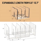 Sylfaen 2-Pack Clear Desktop File Organizer, Expandable Acrylic File Sorter Auto Rebound, Multifunction 5 Sections File Folder Holder for Magazines, Books, Letters, Papers, Notebooks