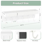 Magnetic Key Holder Wall Mount, Small Metal Key Rack with Tray, 9.6 Inch, 6 Hooks, 2 Installation Options, White - color: White