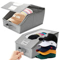 2 Pcs Stackable Baseball Cap Organizer, Washable Foldable Oxford Cloth, Smooth Durable Metal Zipper Hat Storage Holder for Closet, Holds 24 Caps with Large Clear Window, Hat Box for Home Storage - size: Small:12.1X8.7X6.7in