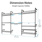 Timate F3 Plus Wall Mounted Clothes Rack Industrial Pipe Clothing Rack for Hanging Clothes, Heavy Duty Clothes Rack with Shelves, Expandable Garment Rack Wall Closet System, Black Pipe Closet Kit - color: Black, size: F3 Plus