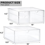 Prsildan Acrylic Drawer Makeup Organizer with 4 Drawers, Set of 2 Office Desk Organizers Accessories, Clear Stackable Storage Drawers for Vanity, Countertop, Craft, Jewelry, Art Supply Organization - style: 4 Drawers