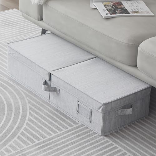 Under Bed Storage Bag with Flid-Top Lid, 1-Pack Blanket Storage Container for Clothes, Comforters & Seasonal Items, 30x12x6 .5 Inches, Gray - color: Grey