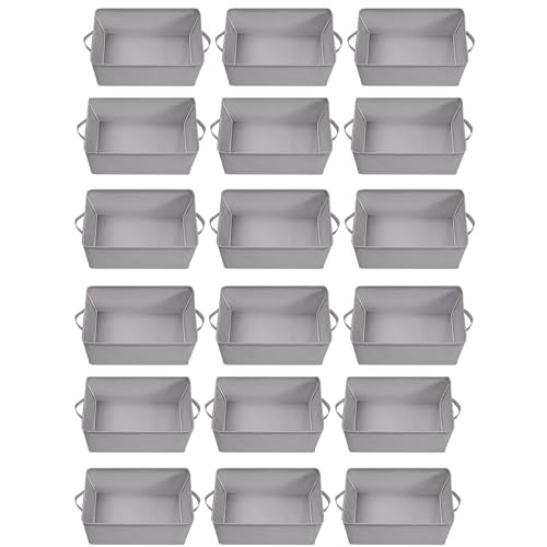Storage Basket Bins with Metal Frame, Large Collapsible Fabric Storage Baskets for Organizing Shelf, Basket Organizer W/Handles for Blankets, Towels, Laundry, Shelves, 18-Pack, Grey - color: Gray, size: 18 PACK