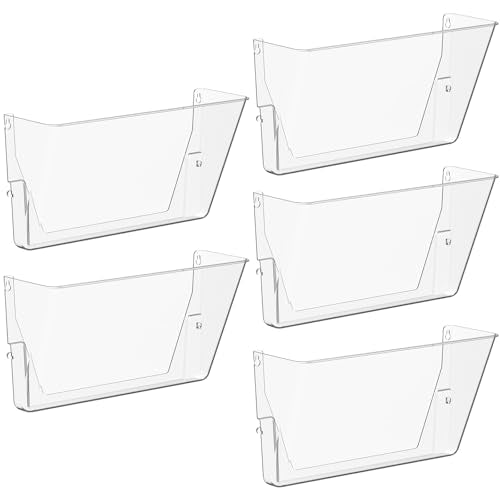 Gawerk Clear Acrylic Single Pocket, Plastic Hanging Wall Mount File Holder for Office Home (Clear, 5 Pack) - color: Clear, size: 5 Pack
