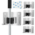 Mop and Broom Holder Wall Mount Stainless Steel 304 Tool Garage Organization Rack Scew and Self Adhesive Broom Hanger Heavy Duty 4pcs