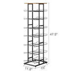 GILLAS 8 Tier with Wooden Top Water Bottle Storage with Wooden Tabletop,Metal Beverage Can Rack,Large Capacity Bottled Rack Water Bottle Holder Stand for Cabinet,Countertop Kitchen,Party,Black - size: 8 Tier With Wooden Top