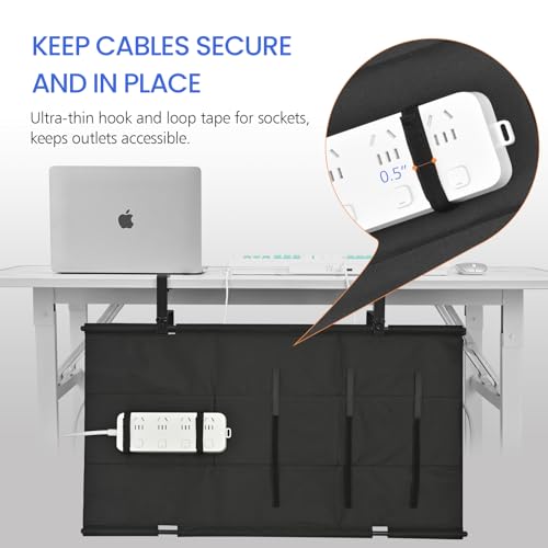 28" Under Desk Cable Management Tray- Clamp/Screw Mount Desk Cable Organizer Cable Tray Hiders for Office&Home - size: 28"L x 5.5"W