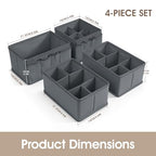 VERONLY Cosmetic Storage Bins Makeup Organizer, Adjustable Multifunction Storage Box Desk Drawer Divider for Makeup Brushes, Bathroom Countertop or Dresser, Set of 4 - style: Gray 4PC