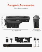 VEVOR Truck Bed Storage Box, Compatible with Dodge Ram 1500 2019-2021 L, Waterproof ABS Wheel Well Tool Box with Lockable Lid and Password Padlock, 6.6 Gal/25 L Truck Bed Toolbox, Driver Side, Black - size: Driver Side, style: Dodge Ram