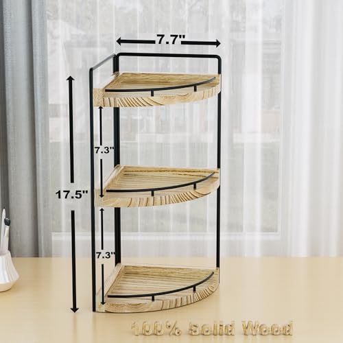 Corner Bathroom Counter Organizer, 3 Tier Bathroom Storage Countertop for Skincare, Sink Shelf for Kitchen Decor, Vanity, Dresser, Makeup, Gift(Rustic Brown) - color: Rustic