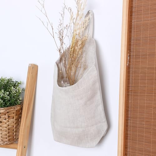 100% Linen Hanging Storage Bags Baskets 2 Pcs, Small Wall Storage Bag for Kitchen, Bedroom, RV Camper Organizer, Sewing Room, Nursery Storage, Kids Room, Linen - color: Linen