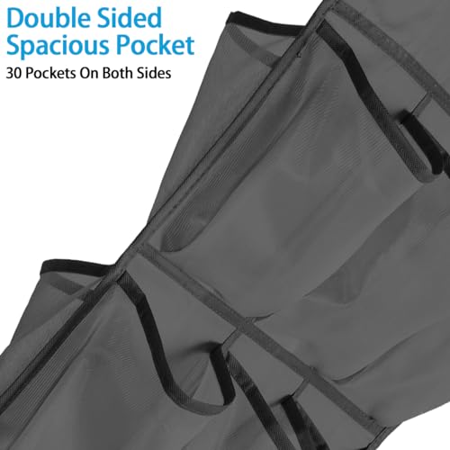 2Pcs 30 Large Pockets Dual Sided Hanging Shoe Organizer for Closet Shoe Storage Shelves with 360 Rotating Hanger Space Saving Storage Bag Hanging Shoe Rack for Bedroom Laundry Room,Black - color: Black 2PCS