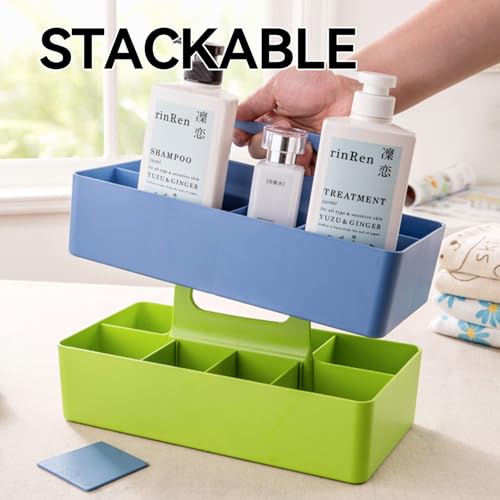 Bath caddy for baby, Bathroom Makeup organizer Countertop with Handle,Skincare Caddy for Vanity,Storage Box ,bathtub storage ,Bathroom Trays,Shower Caddies,Baby Bath Toy Organizer,Desktop storage - color: M1-Blue