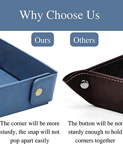 CASIRENA Faux Leather Valet Tray Organizer for Men - Catch-All Tray for Entryway Table Key, Wallet, Watch, Coin Change, Phone, Dresser EDC Dump Jewelry, Bedside Nightstand Desk-top - color: Blue, size: Square