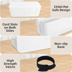 YaeCCC Cable Management Organizer Box Power Strips Hider Power Cords Hider for Desk, TV, Computer, USB Hub,Cords (Set of Three) White