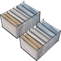 Cosmos 2 Pcs Clothes Organizer Foldable Wardrobe Clothes Drawer Organizers Breathable Mesh Clothing Organizer Box for Thin Jeans, Pants T-Shirts Legging (Large - 7 Grids for Jeans) - size: Large - 7 Grids for Jeans