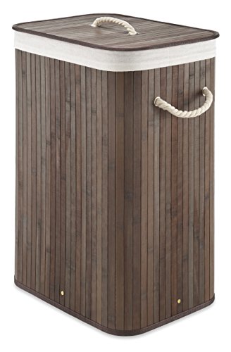 Whitmor Laundry Hamper with Rope Handles Bamboo, 12.25x16.25x23.375, Dark Stain - color: Dark Stain